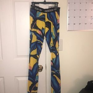 Colorful flower print adidas leggings